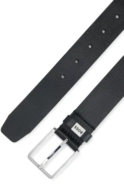 Italian-leather belt with logo keeper