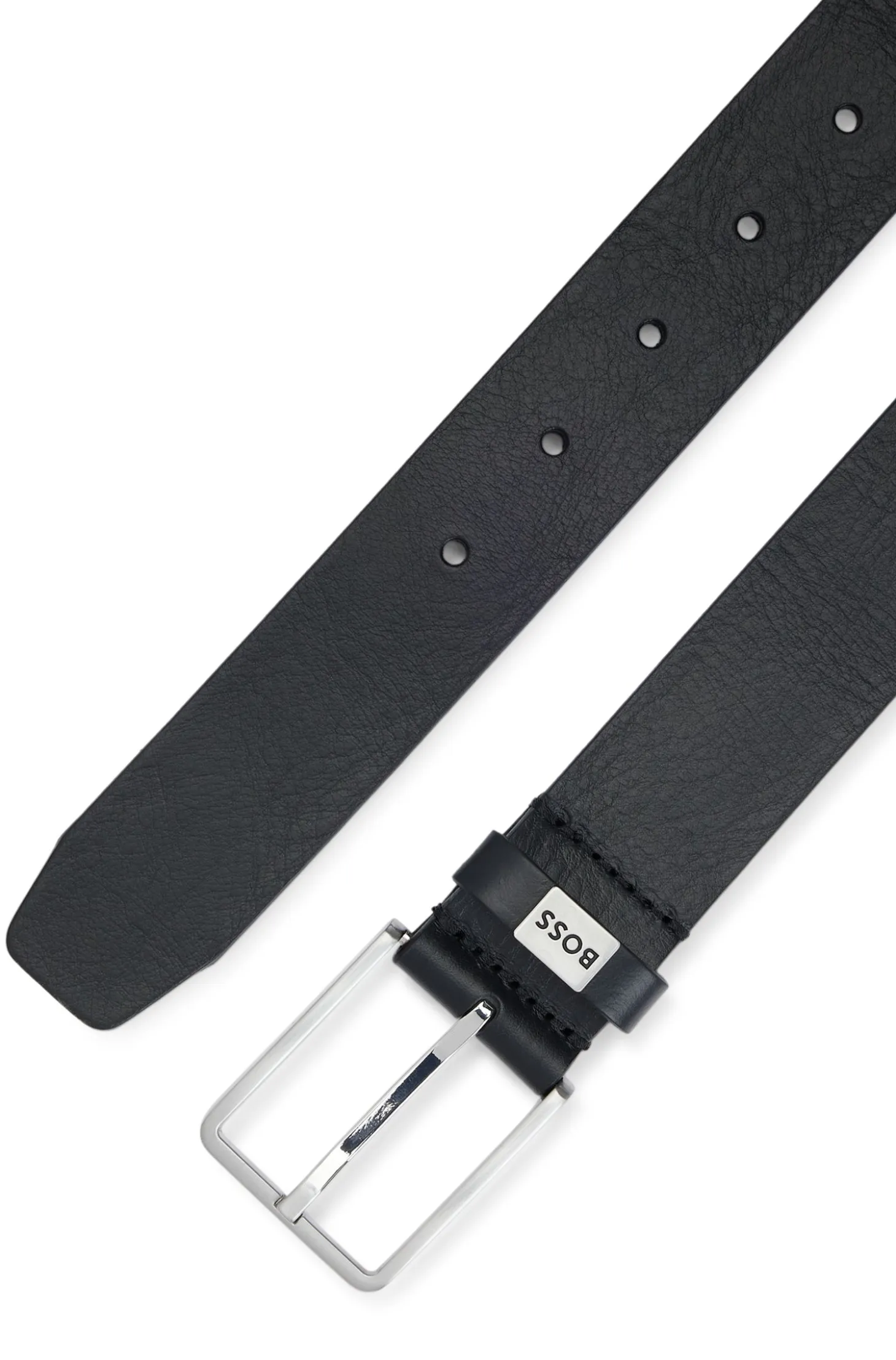 Italian-leather belt with logo keeper