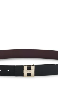 Italian leather belt with metal logo letters