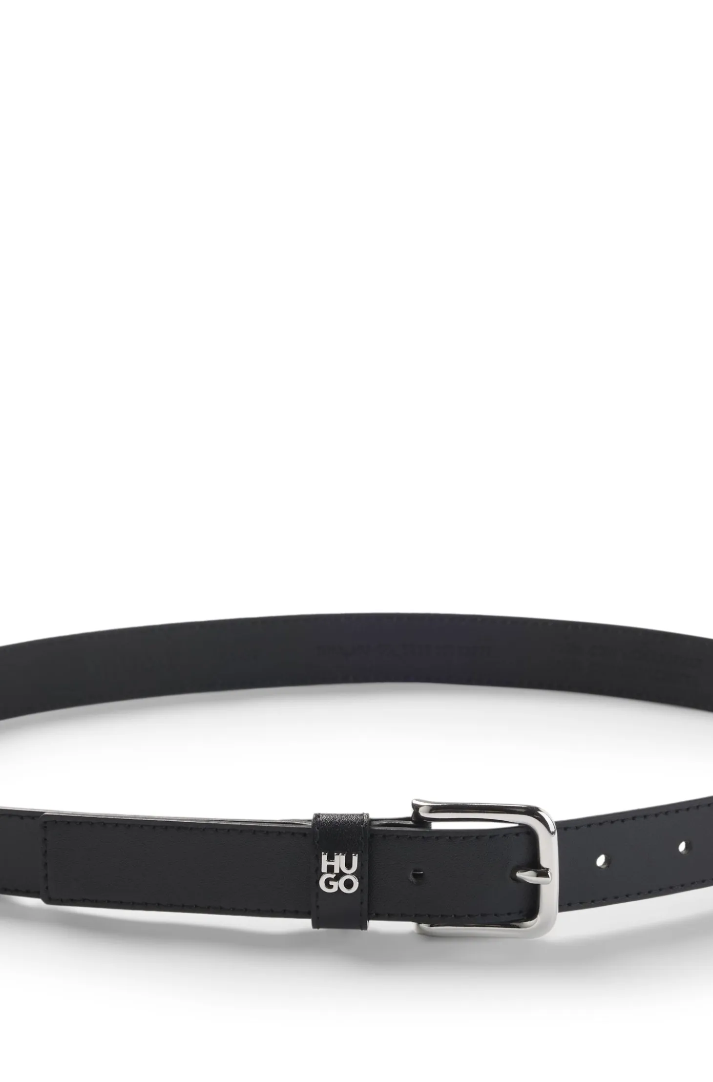 Italian-leather belt with metal letters
