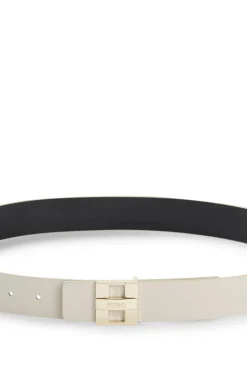 Italian leather belt with metal logo letters