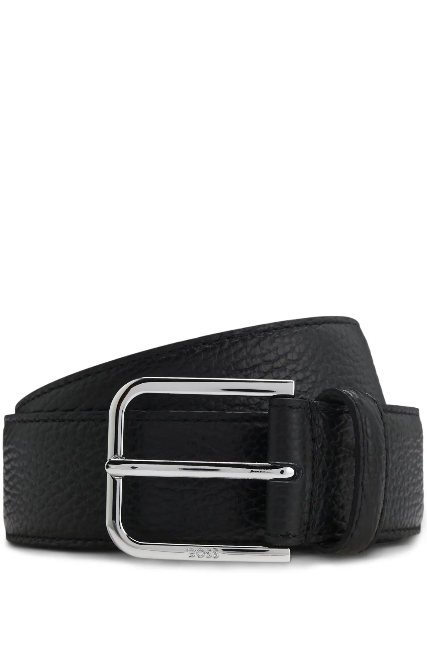 Italian-leather belt with pin buckle
