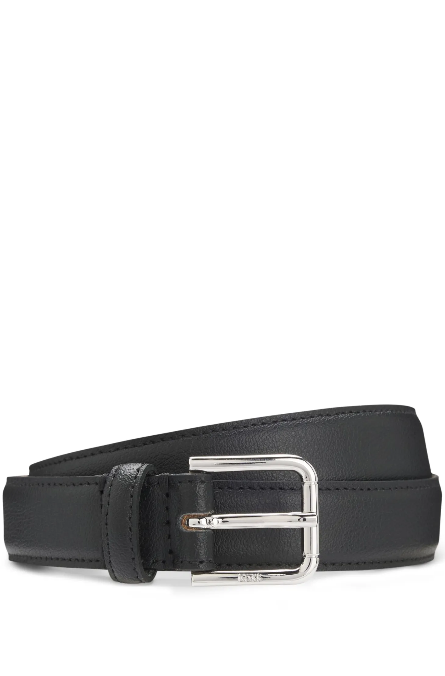 Italian-leather belt with pin buckle