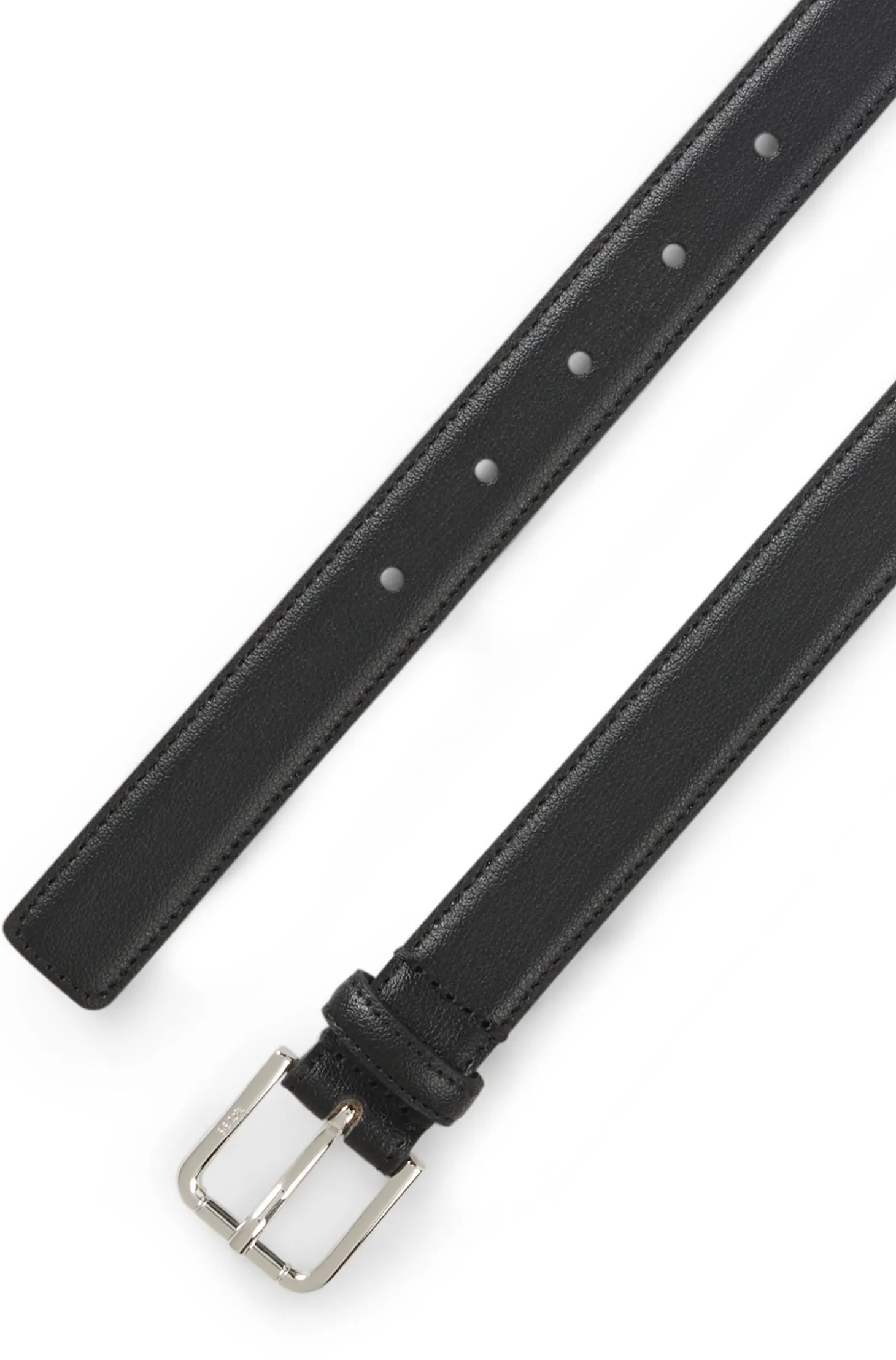 Italian-leather belt with pin buckle