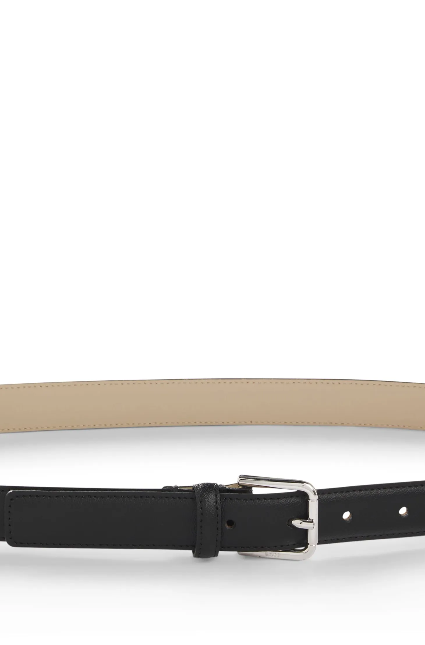 Italian-leather belt with pin buckle