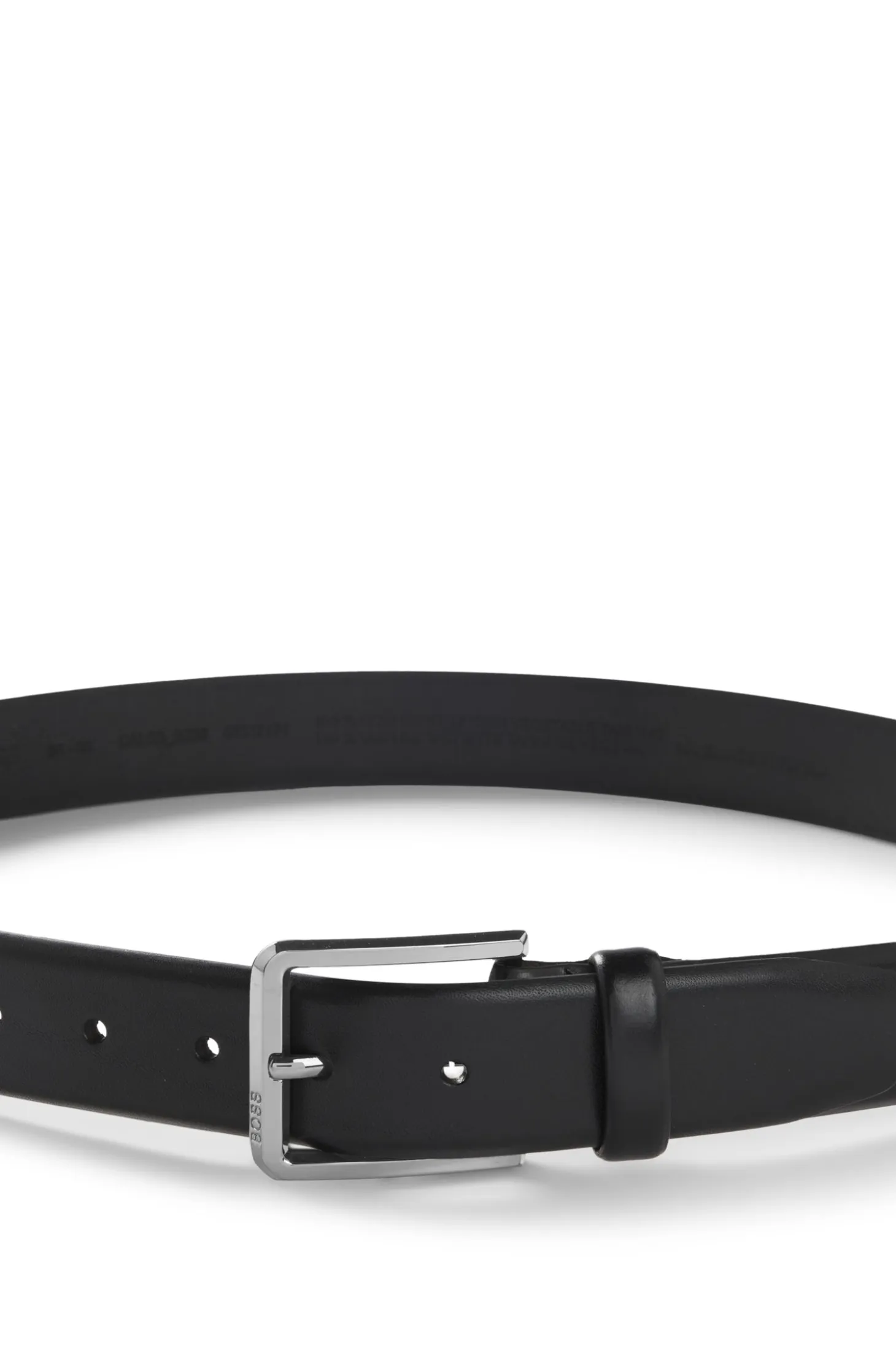 Italian-leather belt with polished gunmetal buckle