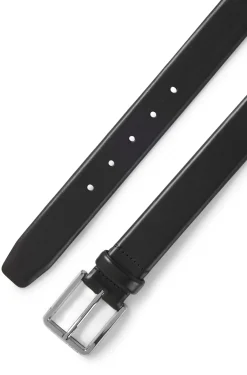 Italian-leather belt with polished gunmetal buckle