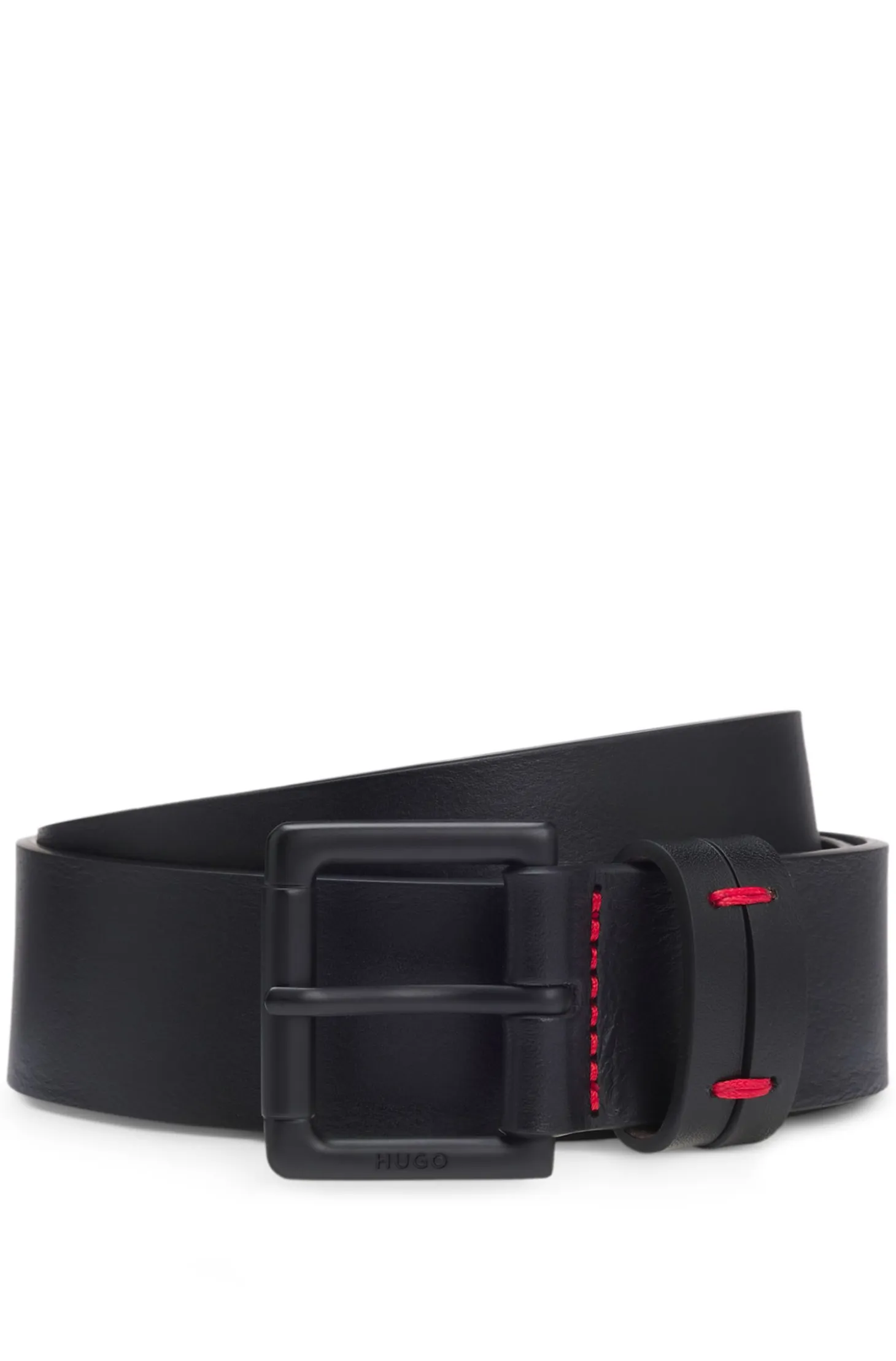 Italian-leather belt with red-stitched keeper