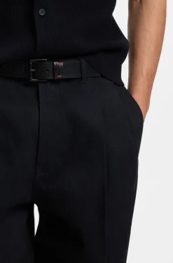 Italian-leather belt with red-stitched keeper