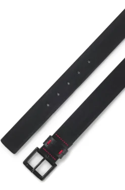 Italian-leather belt with red-stitched keeper