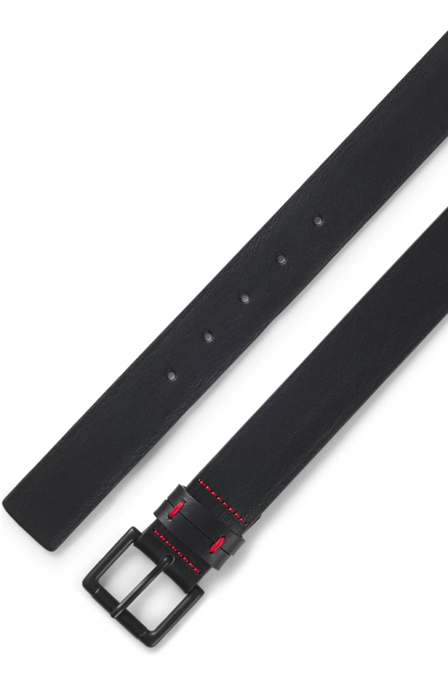 Italian-leather belt with red-stitched keeper