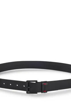 Italian-leather belt with red-stitched keeper