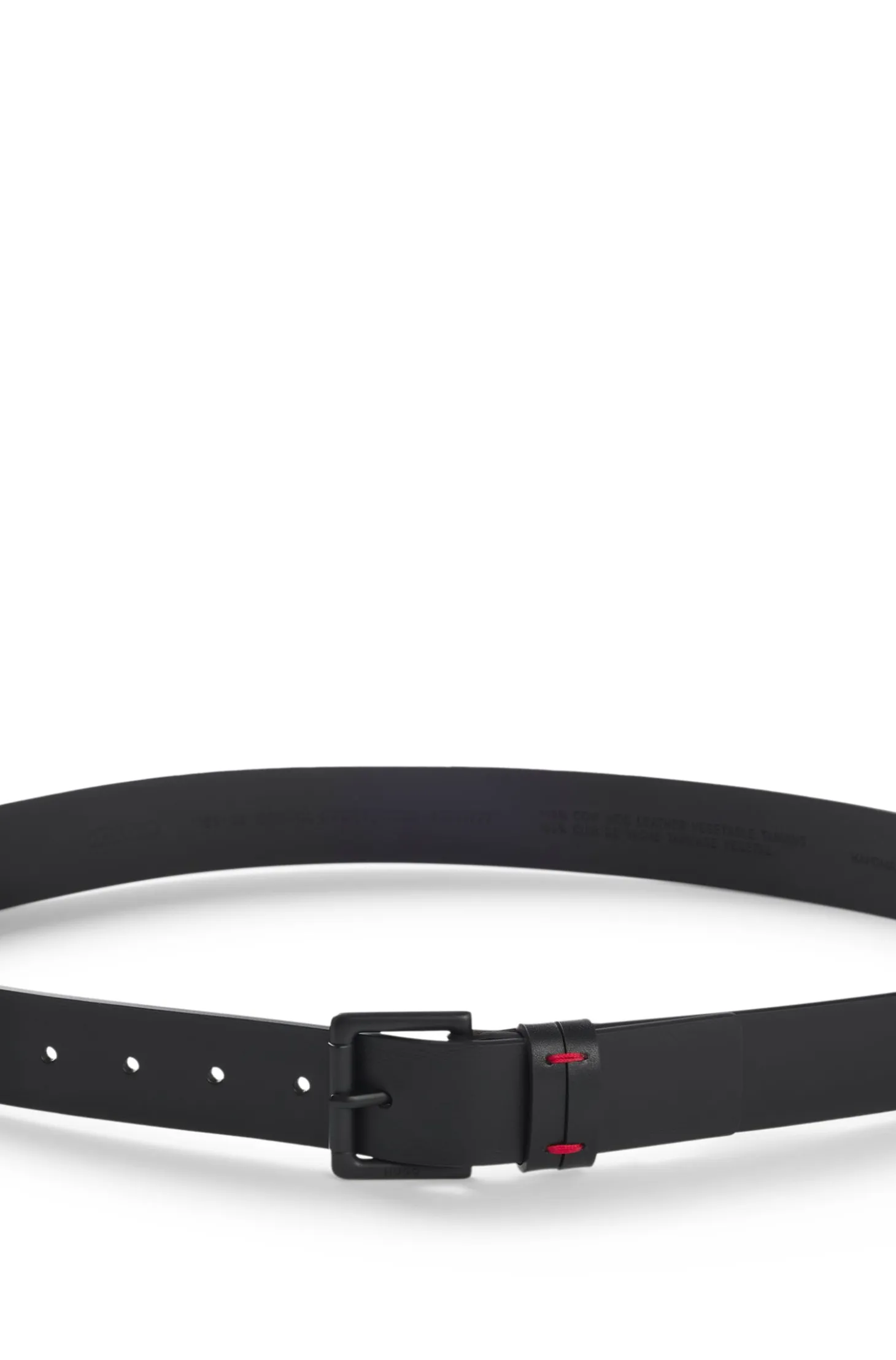 Italian-leather belt with red-stitched keeper