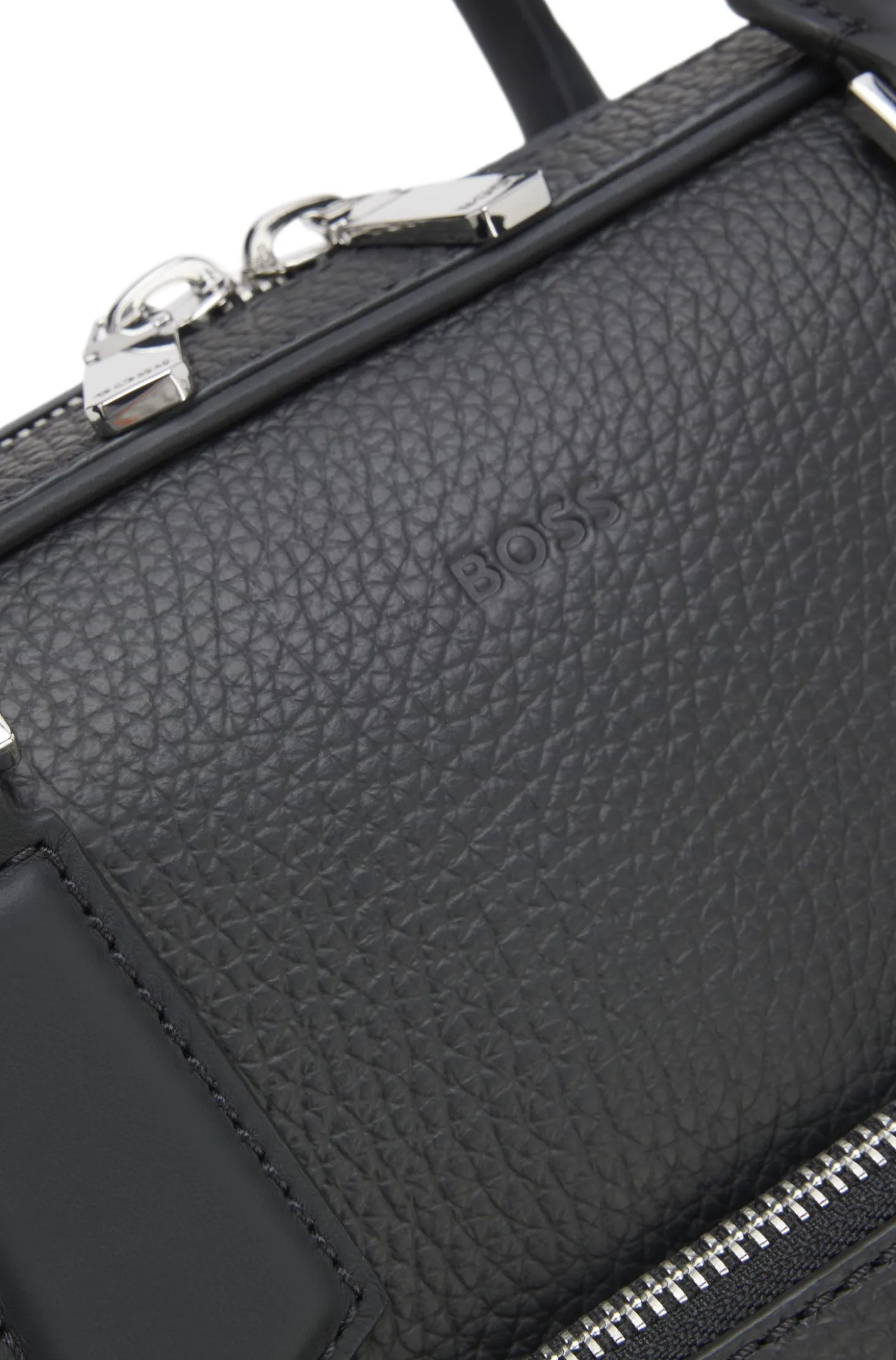 Italian leather document case with embossed logo