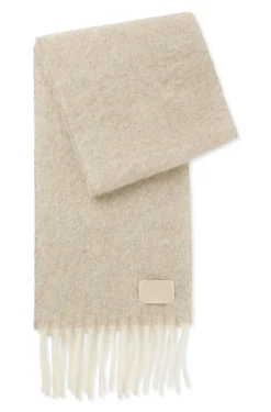 Italian-made fringed scarf with wool and alpaca