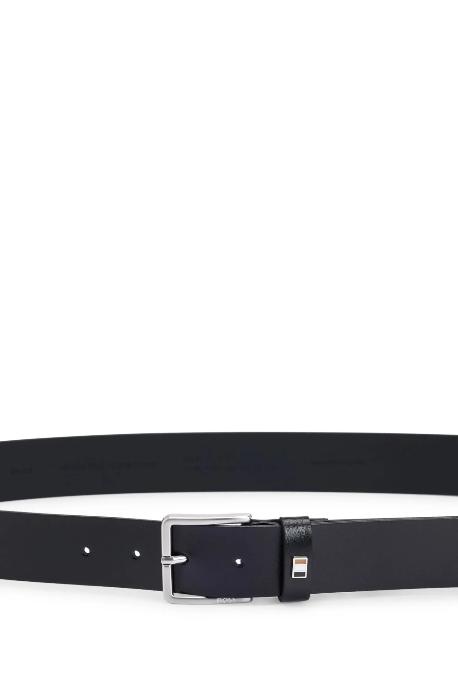 Italian-made leather belt with signature-stripe trim