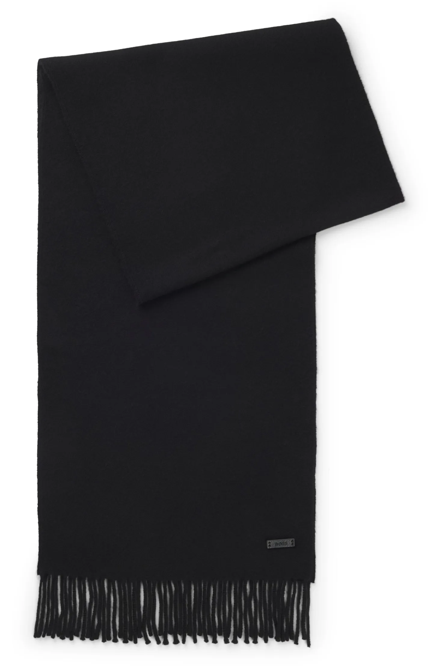 Italian-made scarf in wool with logo patch