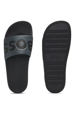 Italian-made slides with large logo detail