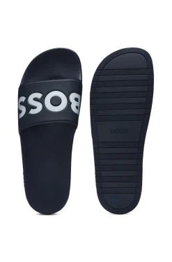 Italian-made slides with large logo detail