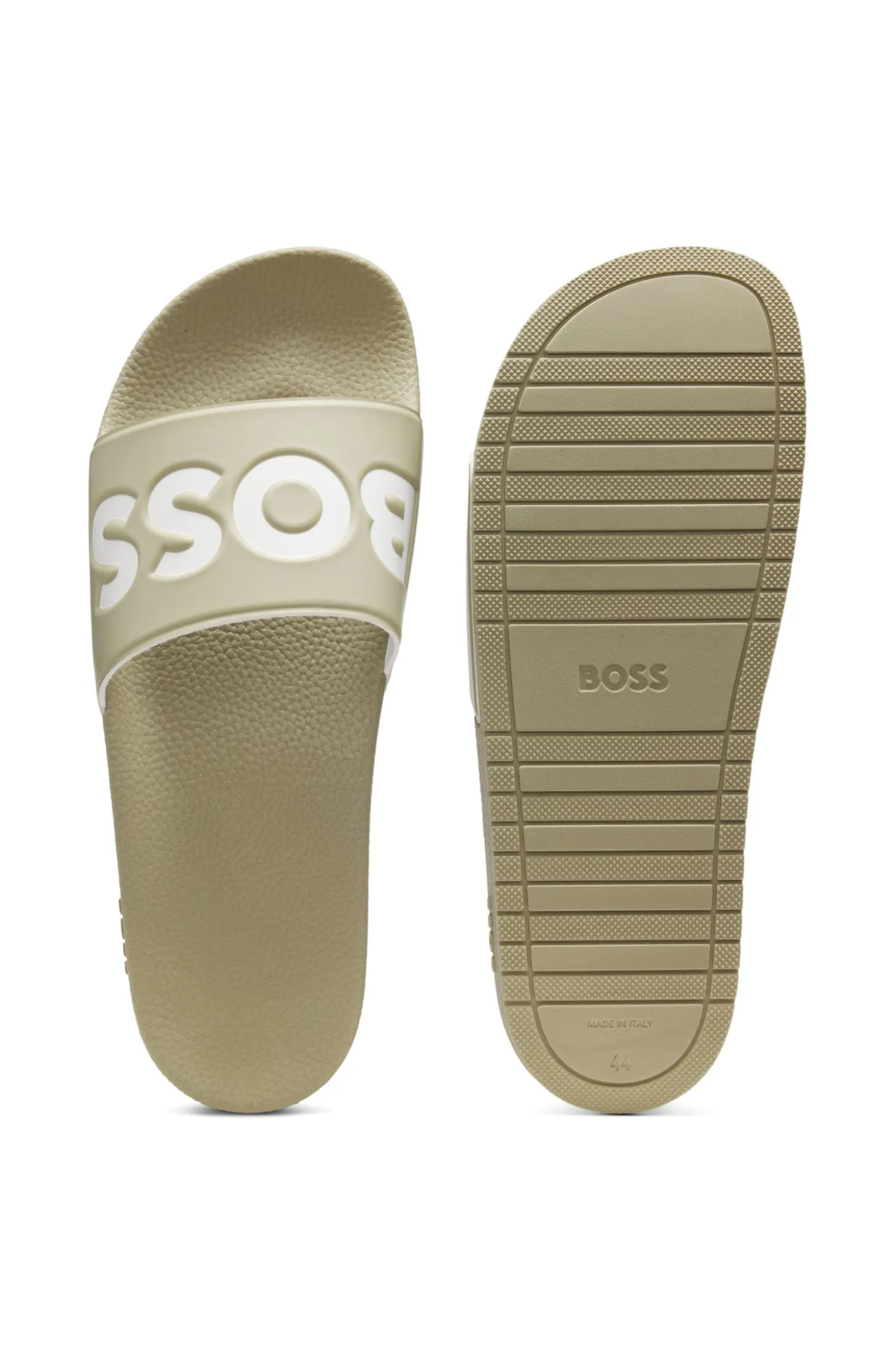 Italian-made slides with large logo detail