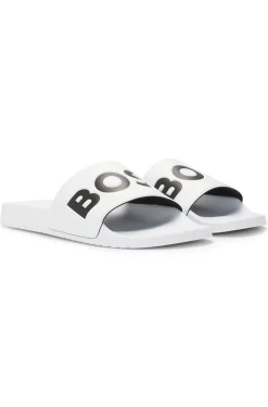 Italian-made slides with large logo detail