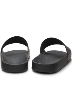 Italian-made slides with repeat-logo print
