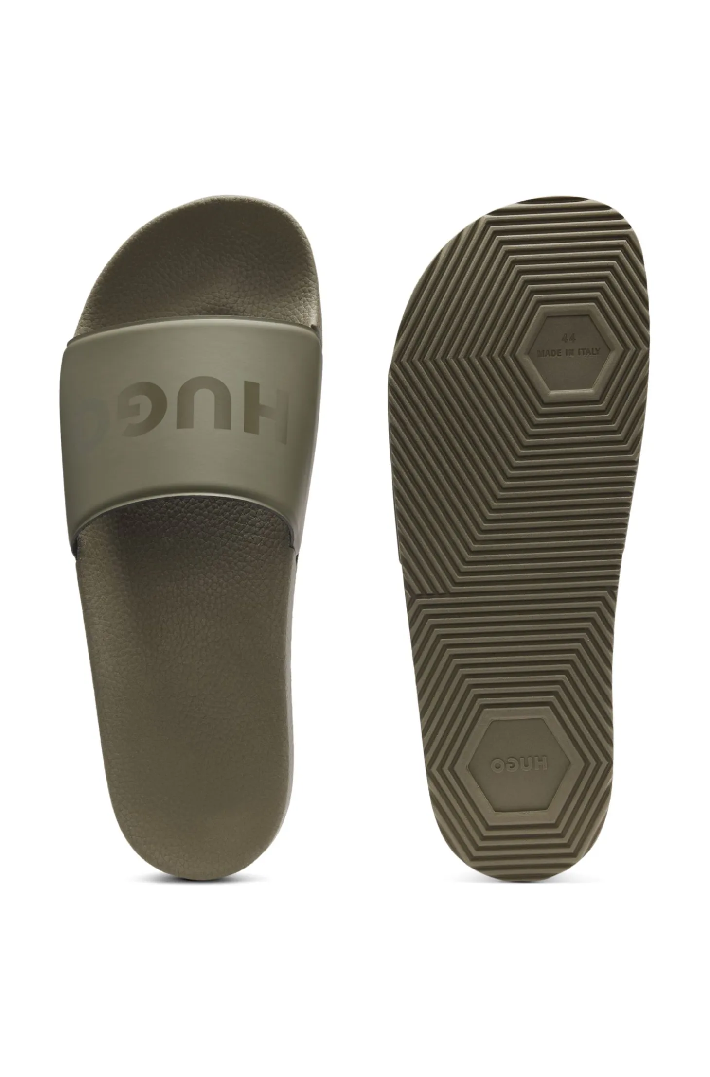 Italian-made slides with tonal logo