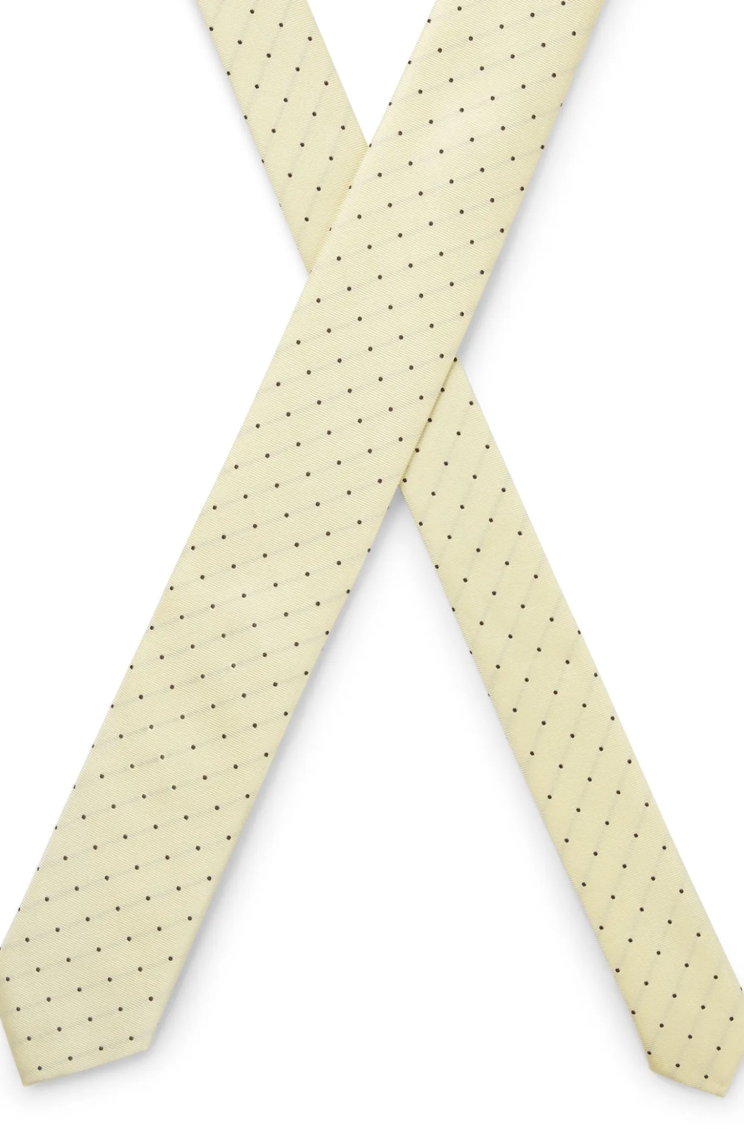 Italian-made tie in silk with jacquard-woven dots