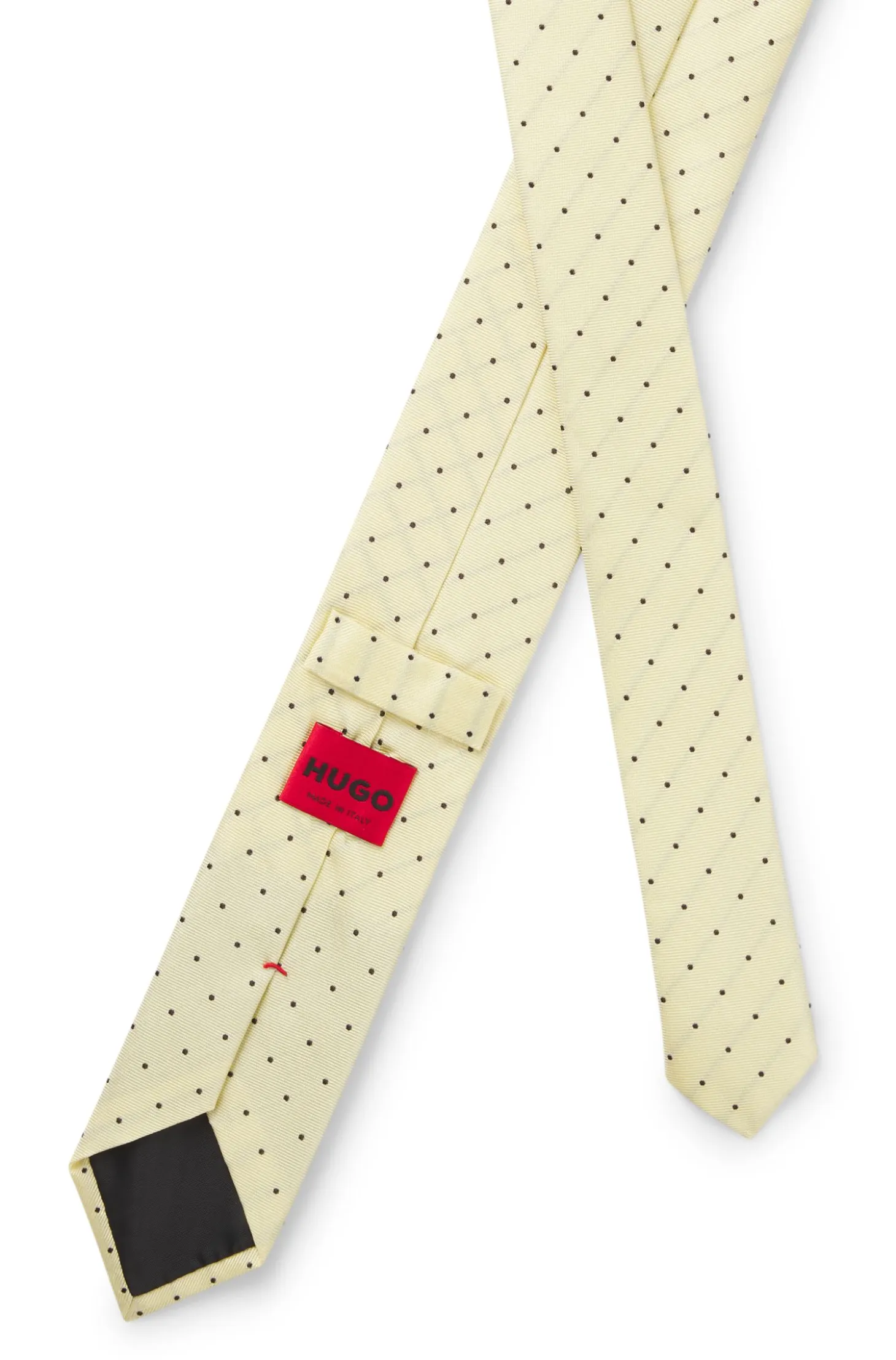 Italian-made tie in silk with jacquard-woven dots