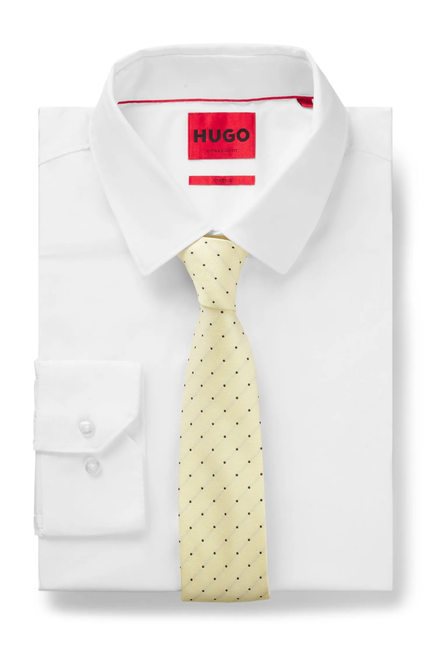 Italian-made tie in silk with jacquard-woven dots