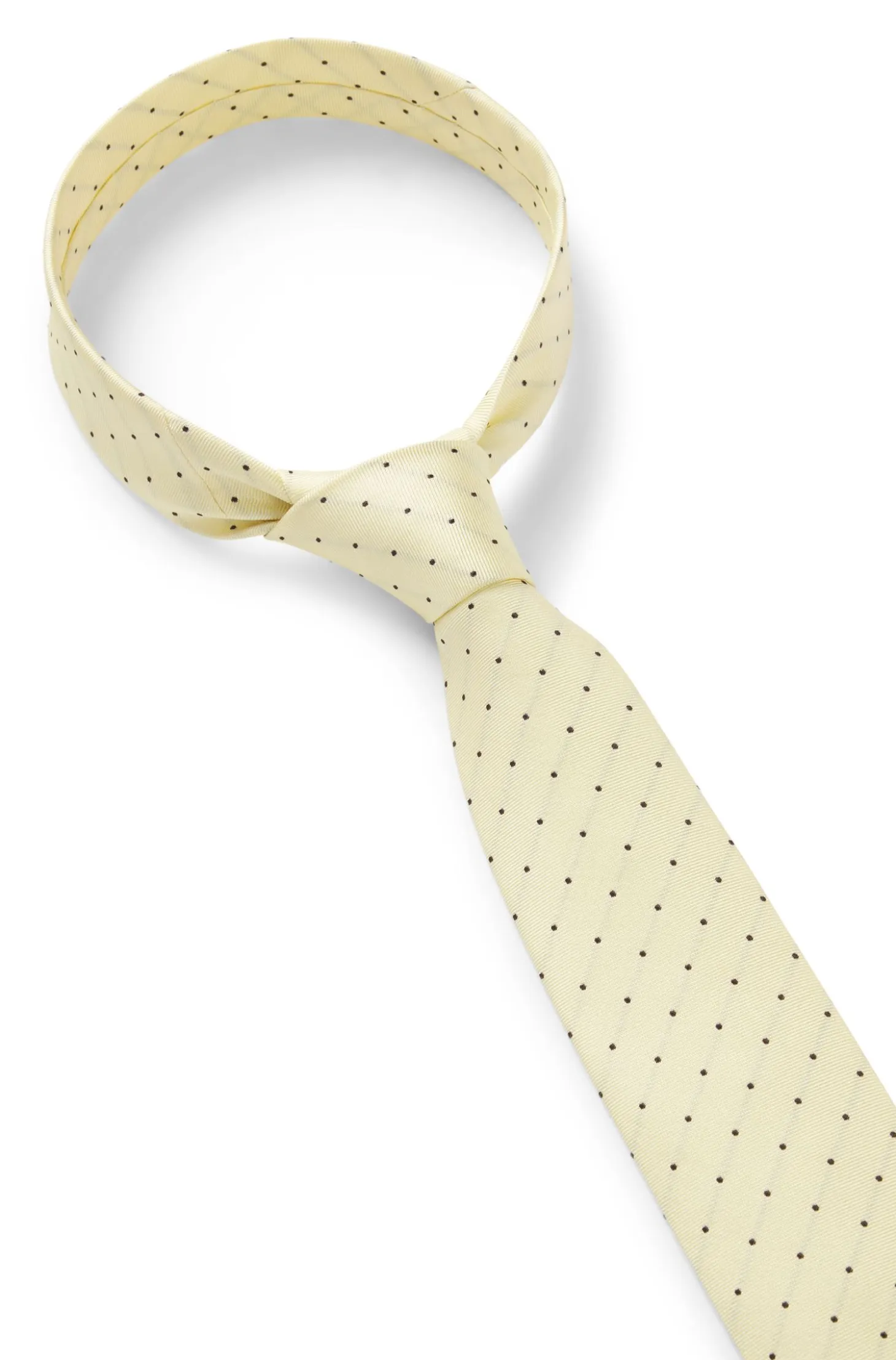 Italian-made tie in silk with jacquard-woven dots