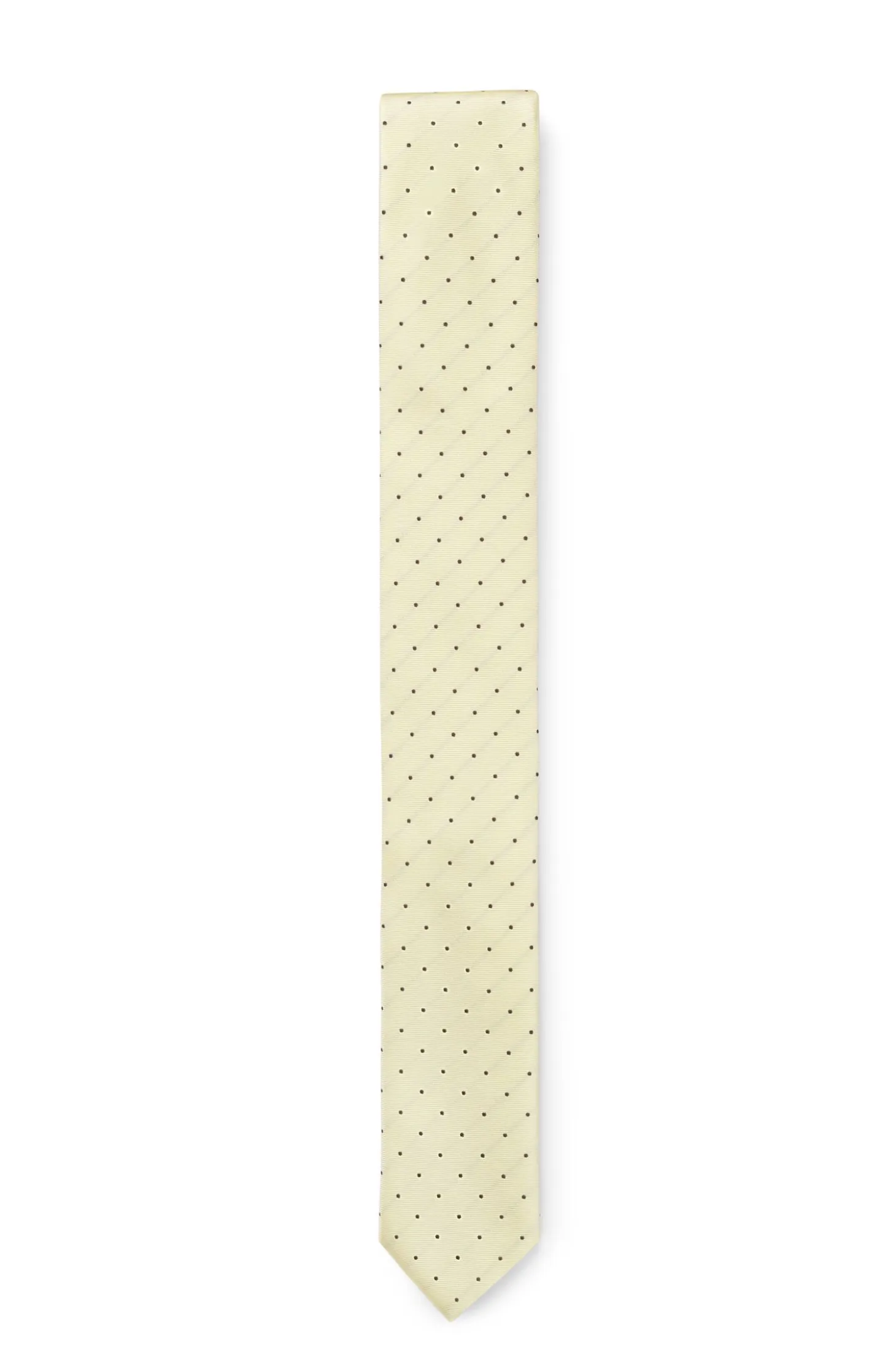 Italian-made tie in silk with jacquard-woven dots