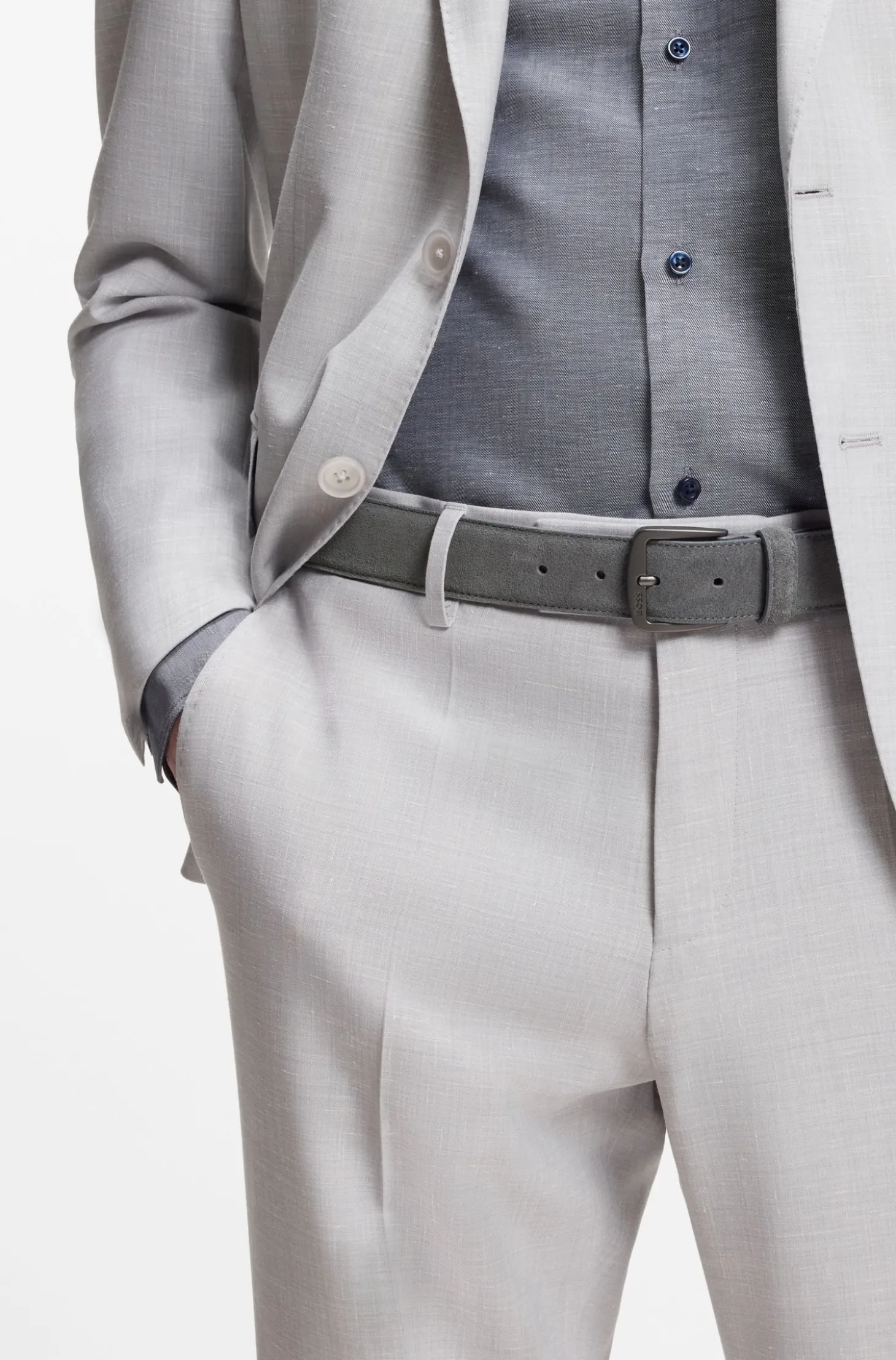 Italian-suede belt with gunmetal buckle