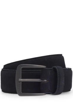 Italian-suede belt with gunmetal buckle