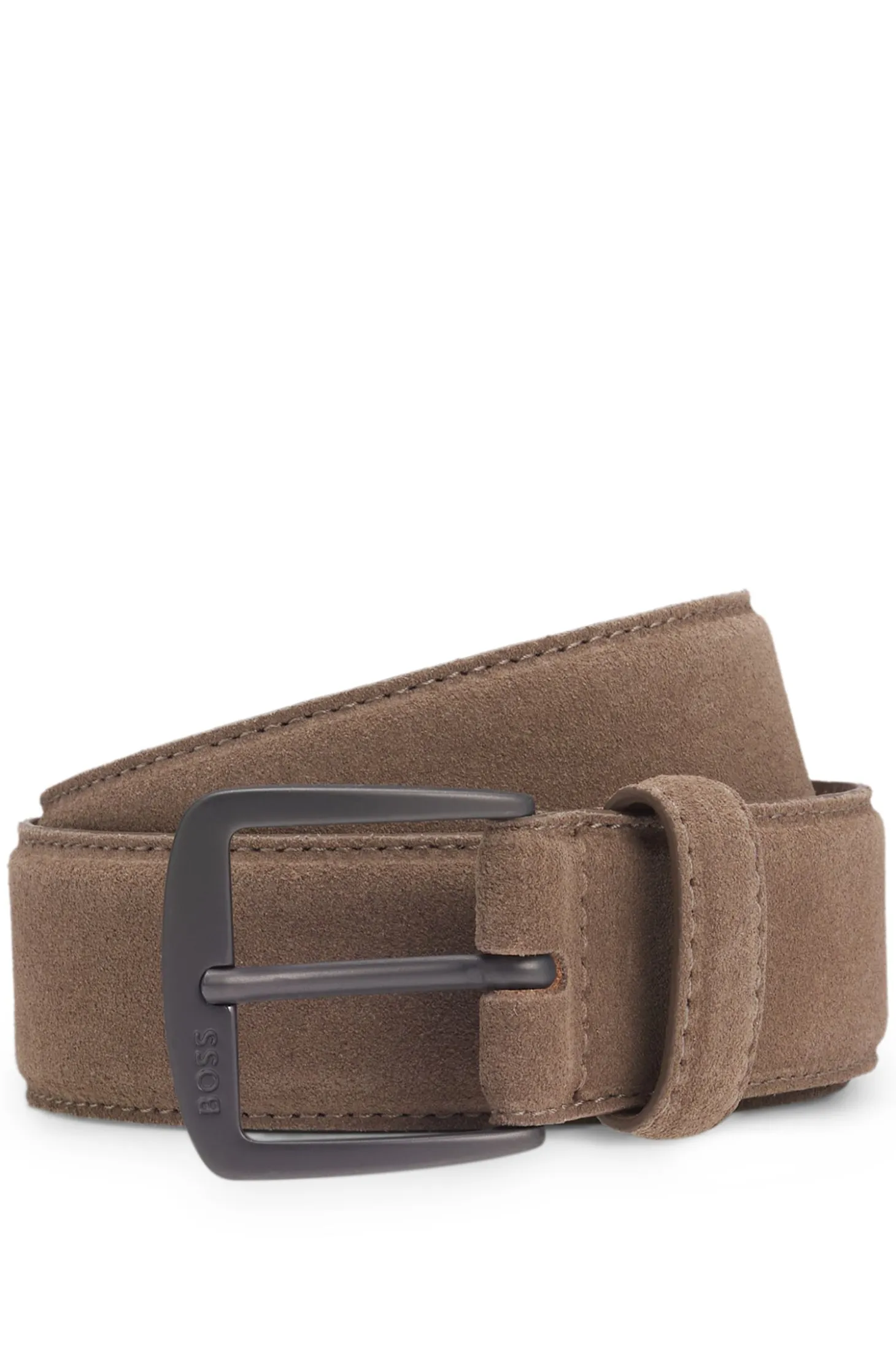 Italian-suede belt with gunmetal buckle