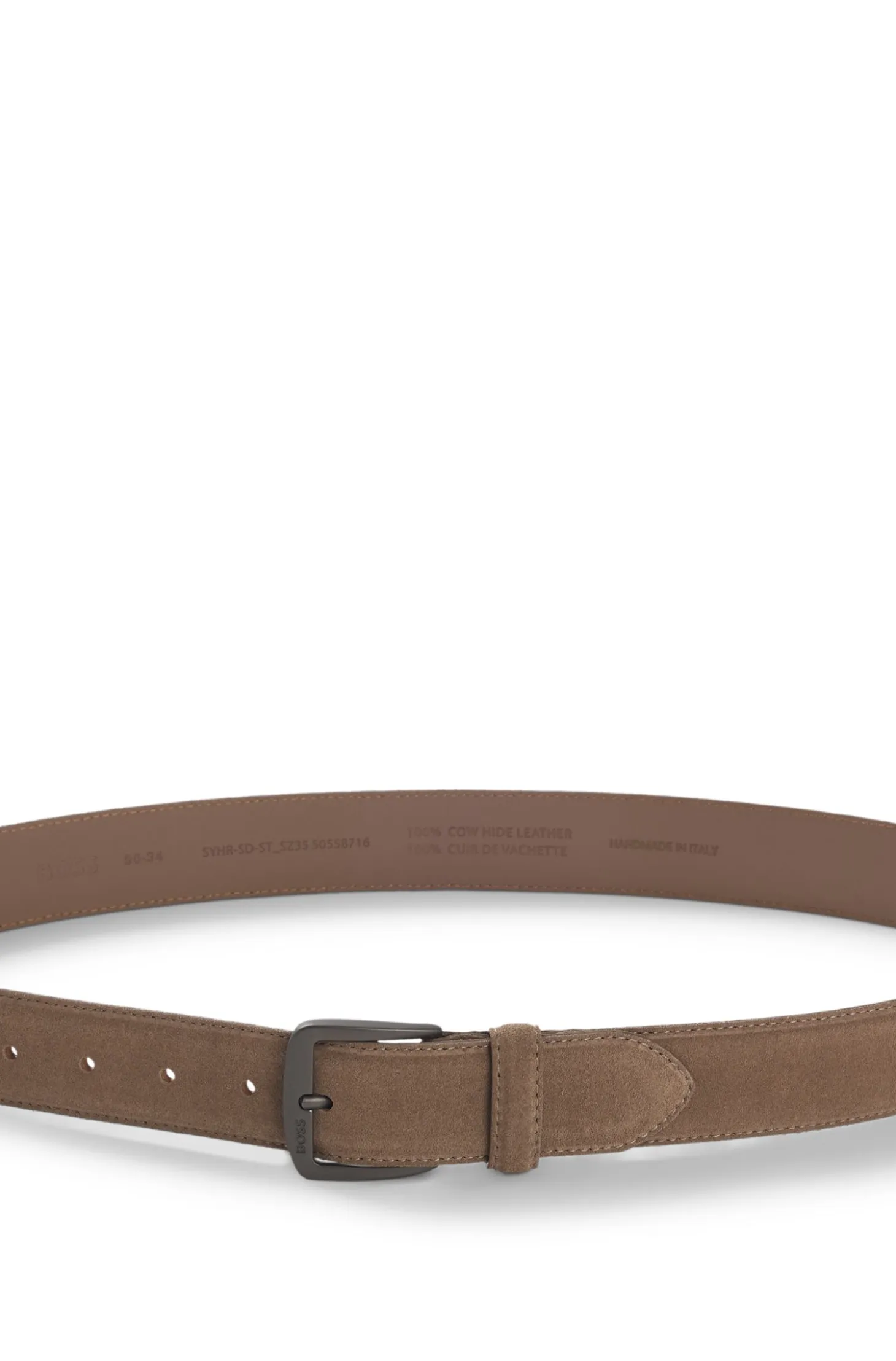 Italian-suede belt with gunmetal buckle