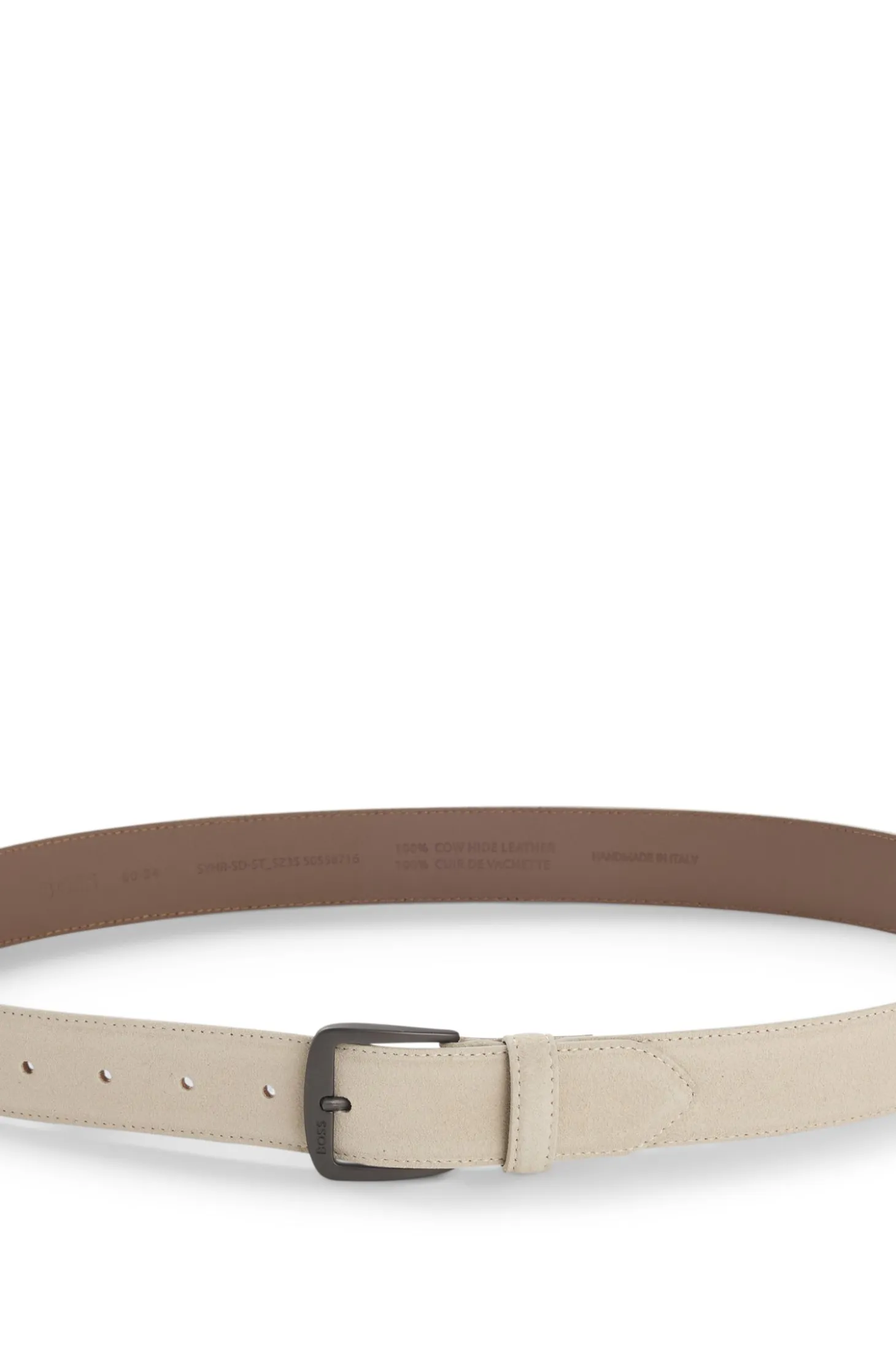 Italian-suede belt with gunmetal buckle