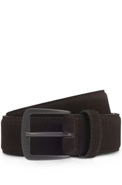 Italian-suede belt with gunmetal buckle