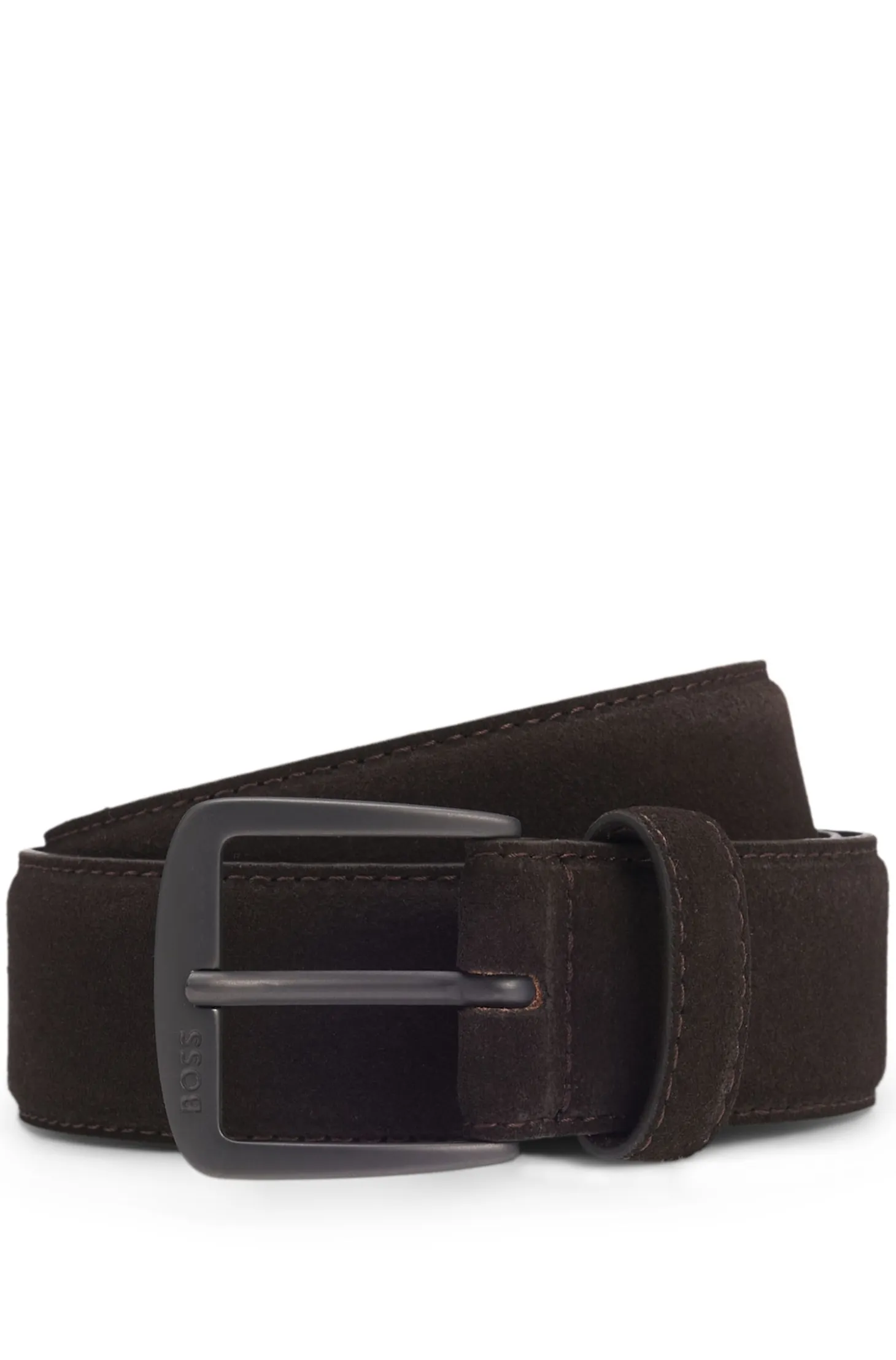 Italian-suede belt with gunmetal buckle