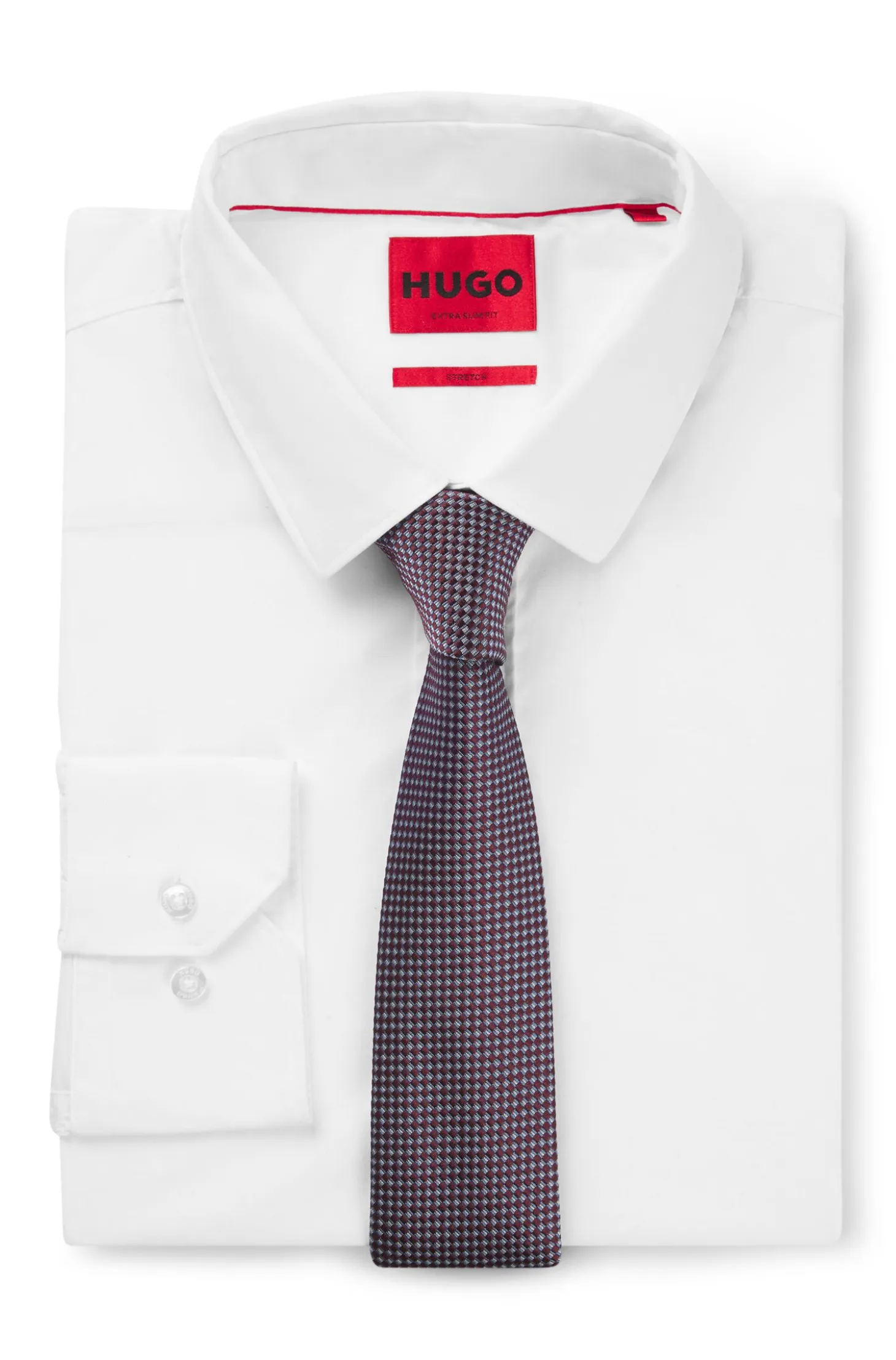 Jacquard-patterned tie in silk