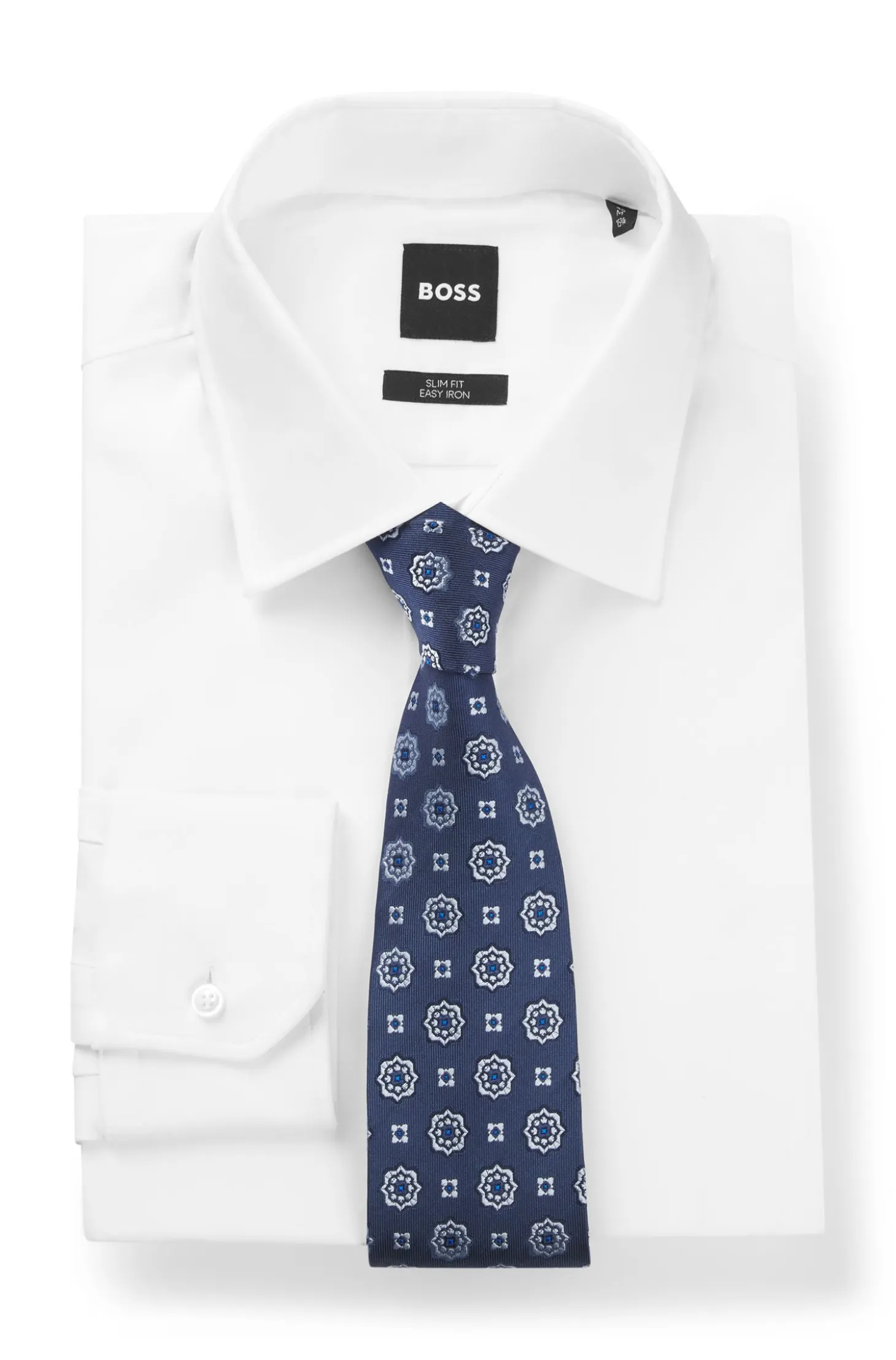 Jacquard-pattern tie in a silk blend