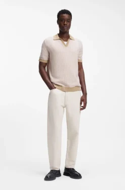 Johhny-collar sweater in cotton and linen