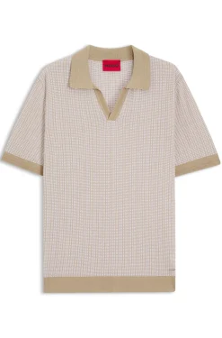 Johhny-collar sweater in cotton and linen