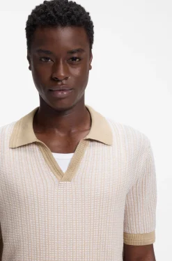 Johhny-collar sweater in cotton and linen