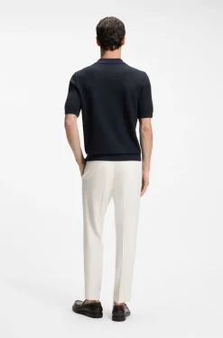 Johnny-collar knit polo in cotton and silk