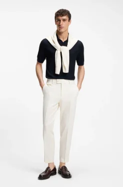 Johnny-collar knit polo in cotton and silk