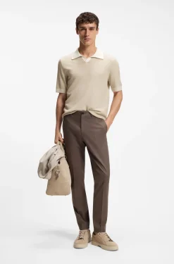 Johnny-collar knit polo in cotton and silk