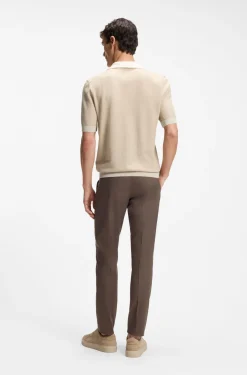 Johnny-collar knit polo in cotton and silk