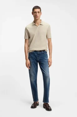 Johnny-collar polo shirt in jacquard cotton