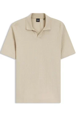 Johnny-collar polo shirt in jacquard cotton
